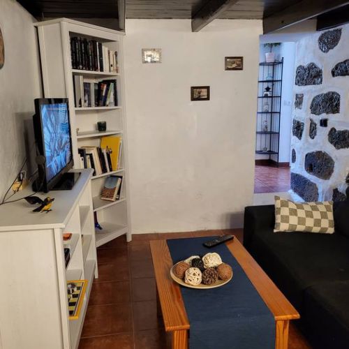 Los Pinares El Juncal de Tejeda Salon avec bibliothèque et TV